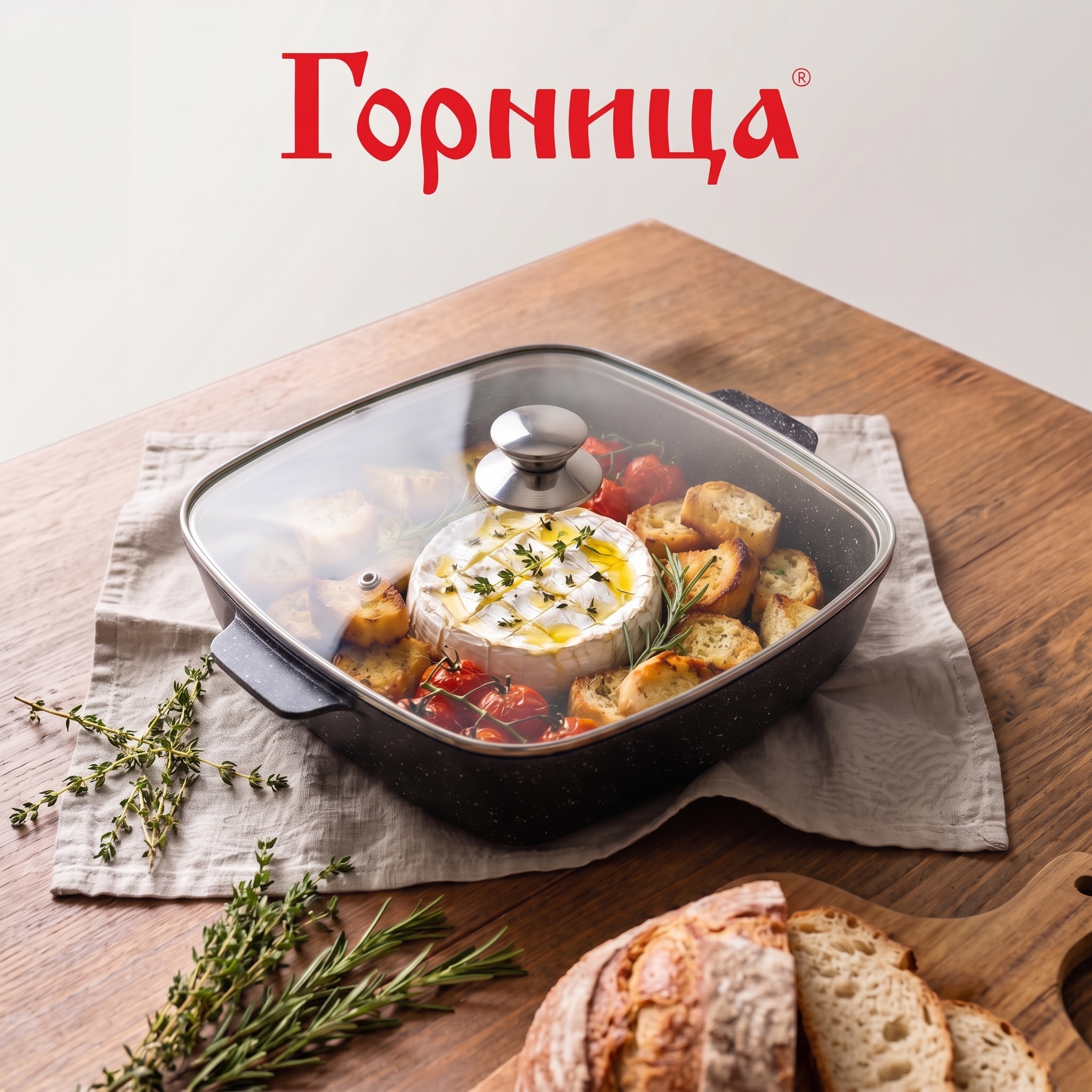 Новинка в ассортименте. Противень с квадратной стеклянной крышкой